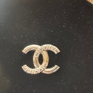 CHANEL brooch pin silver Tone Double C Logo Brooch